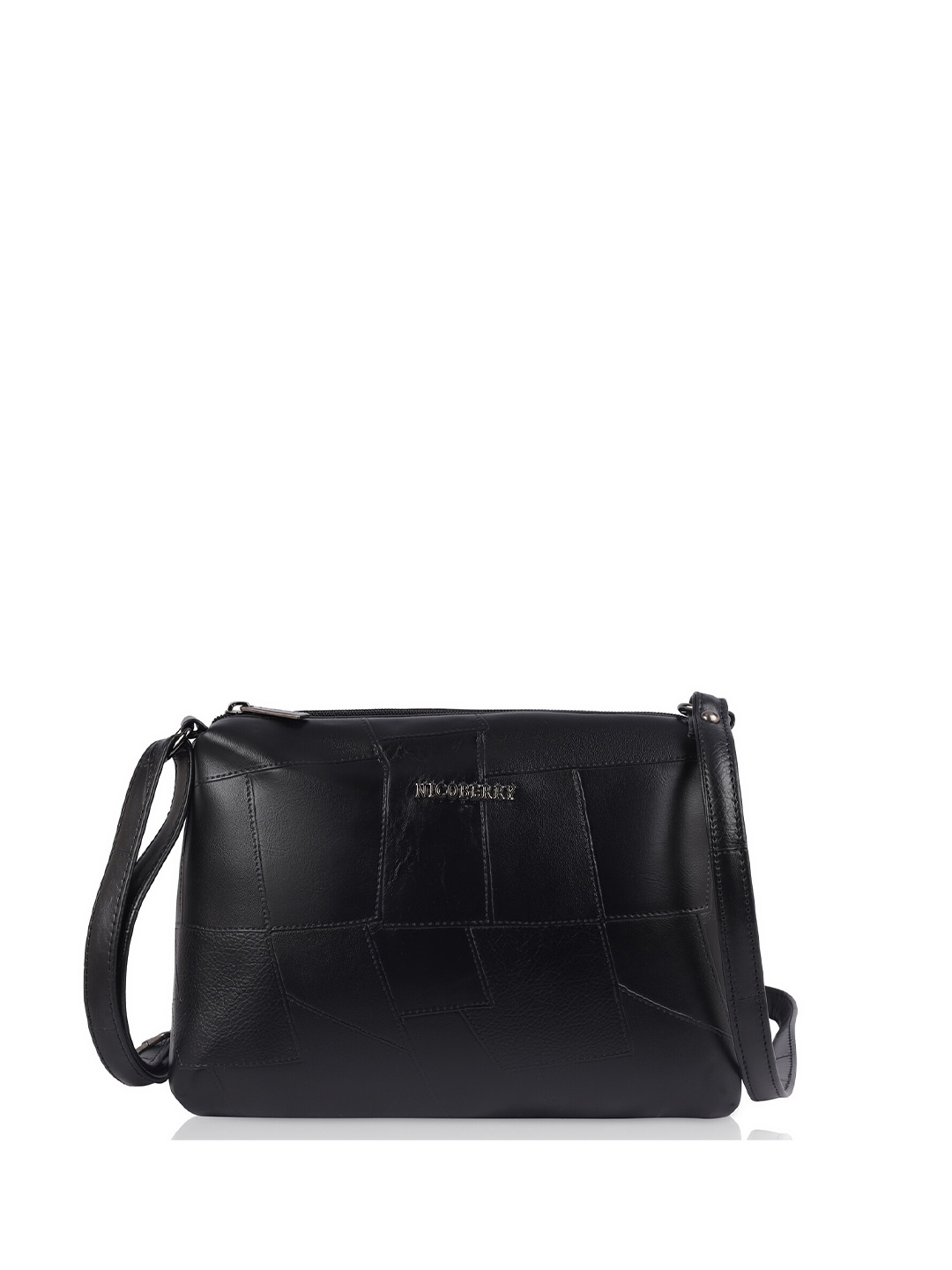 

Nicoberry Textured PU Sling Bag with Quilted, Black