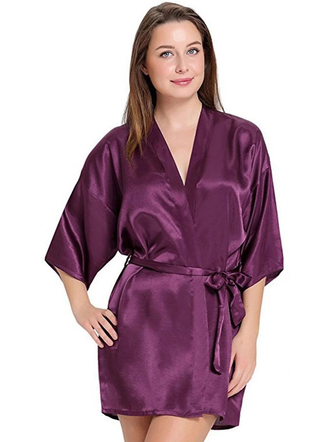 

PYXIDIS Women Short Sleeves Robe, Maroon