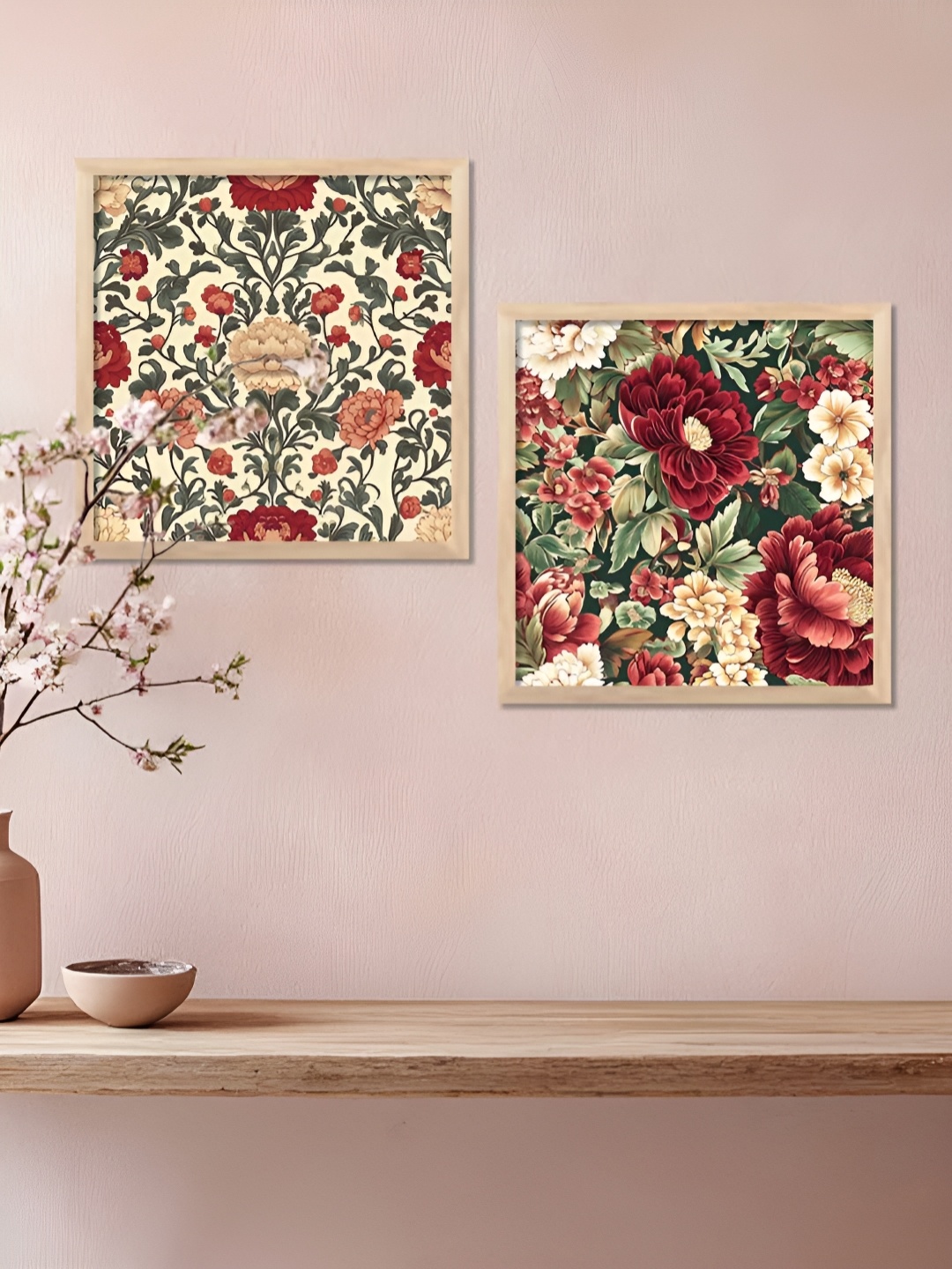 

Kotart Brown & Green 2 Pieces Wooden Floral Wall Paintings