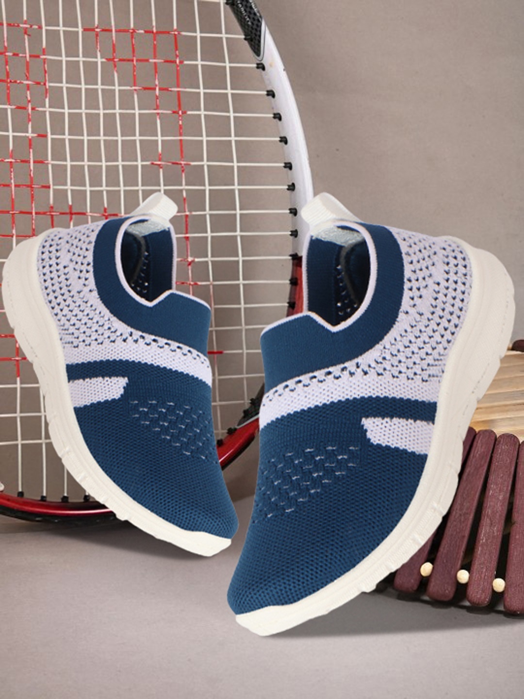 

YK Girls Woven Design Slip-On Sneakers, Blue