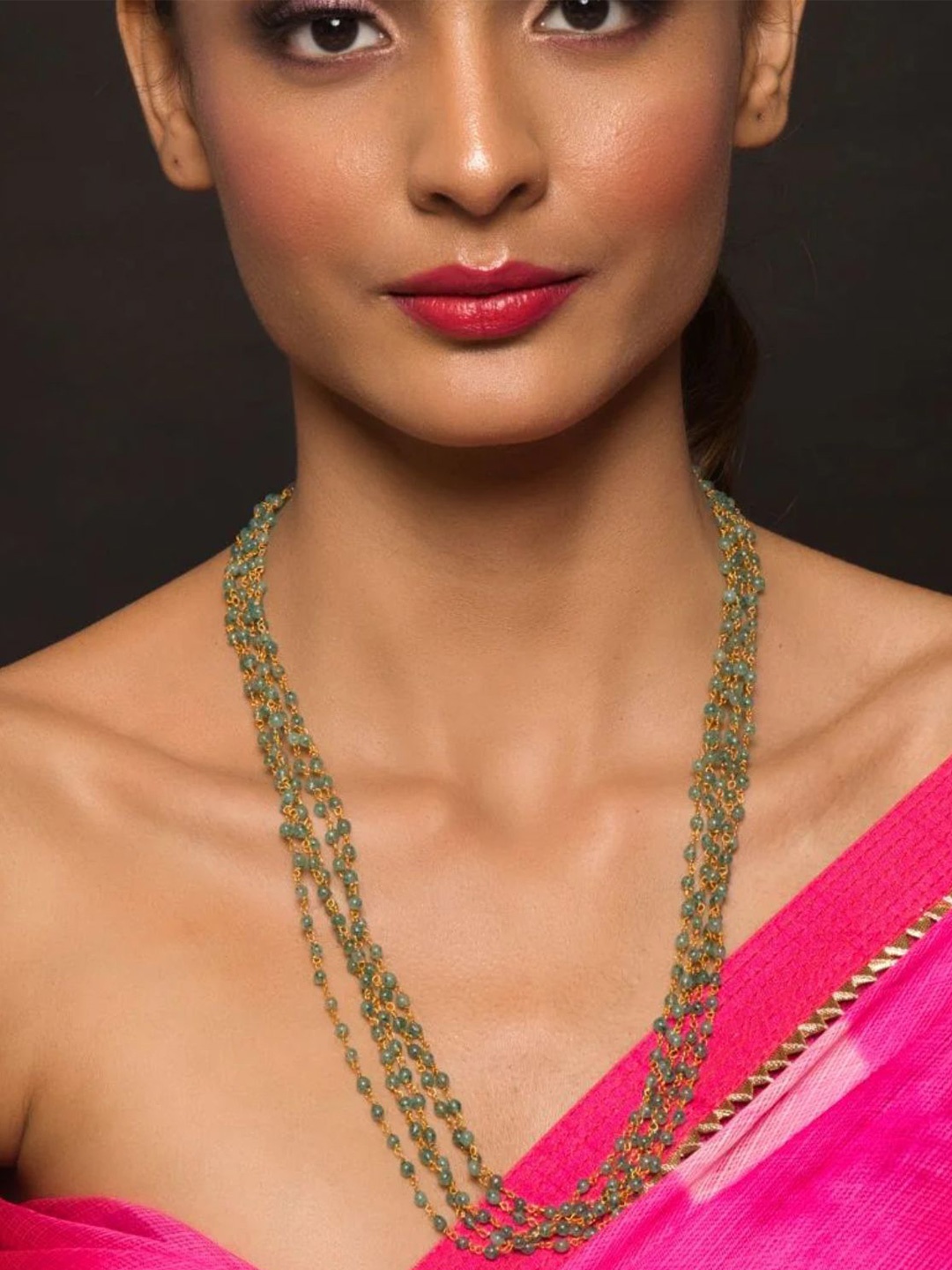 

QUEENS JEWELS Gold-Plated Pearls Studded Layered Necklace