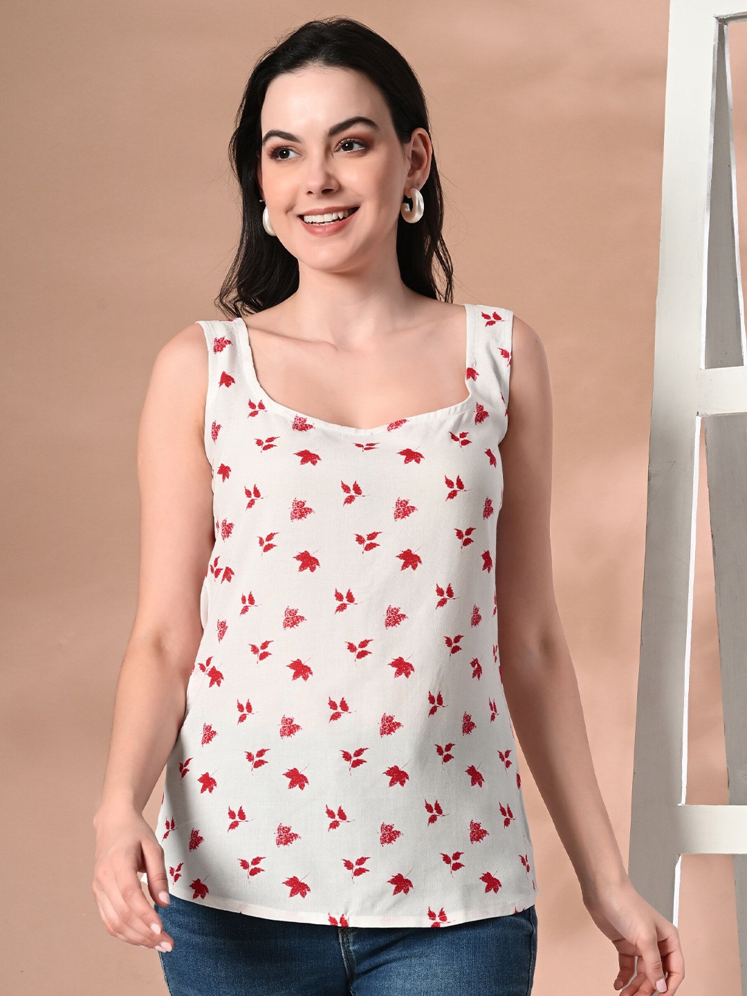 

Metronaut Floral Print Top, White