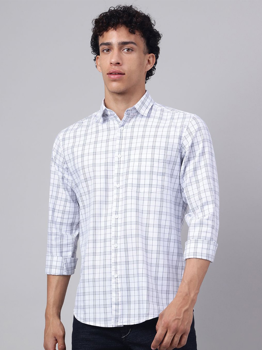 

Richlook Men Comfort Tartan Checks Opaque Casual Shirt, White