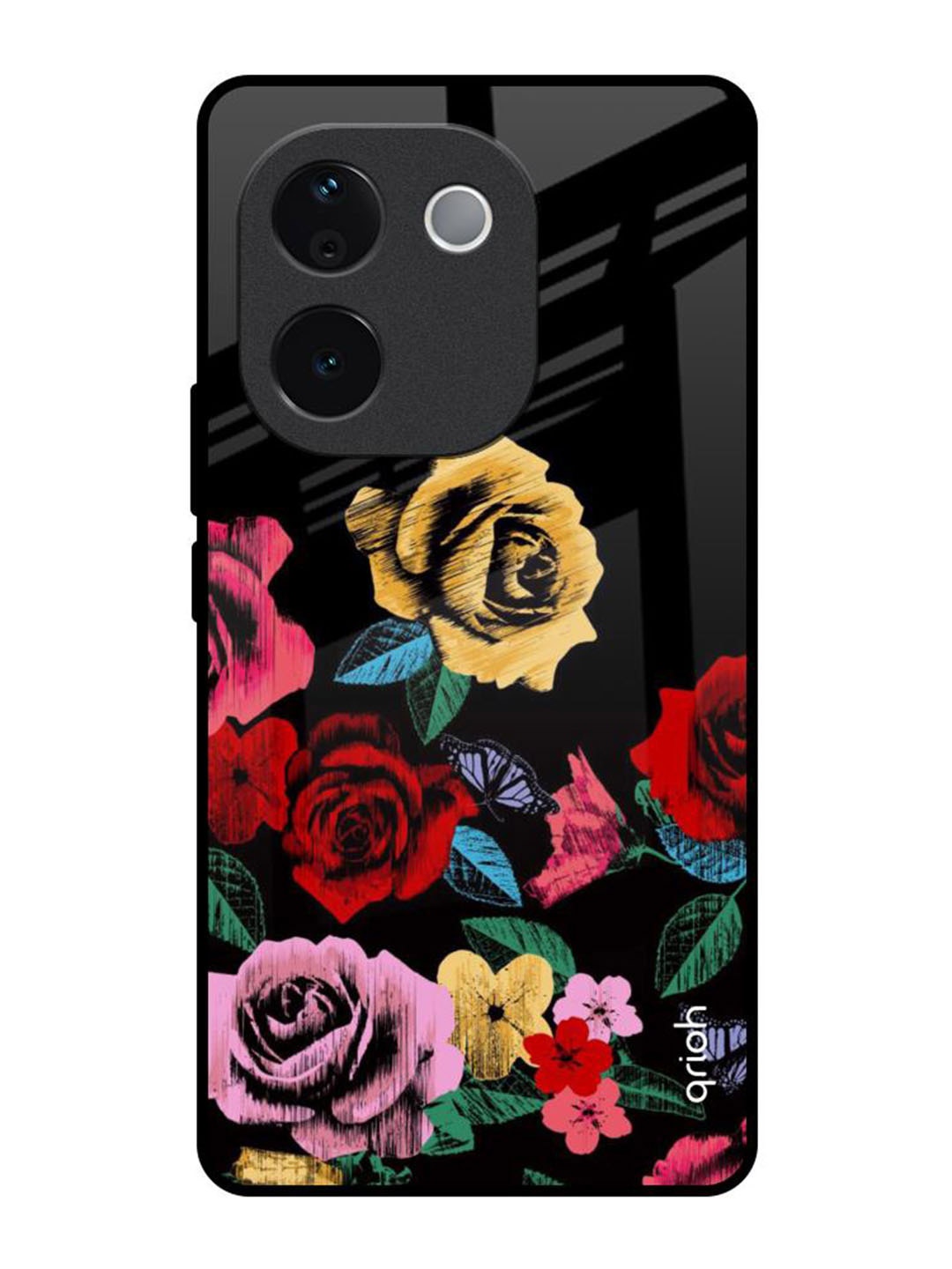 

QRIOH Floral Printed IQOO Z9s Pro 5G Back Case Mobile Accessories, Black