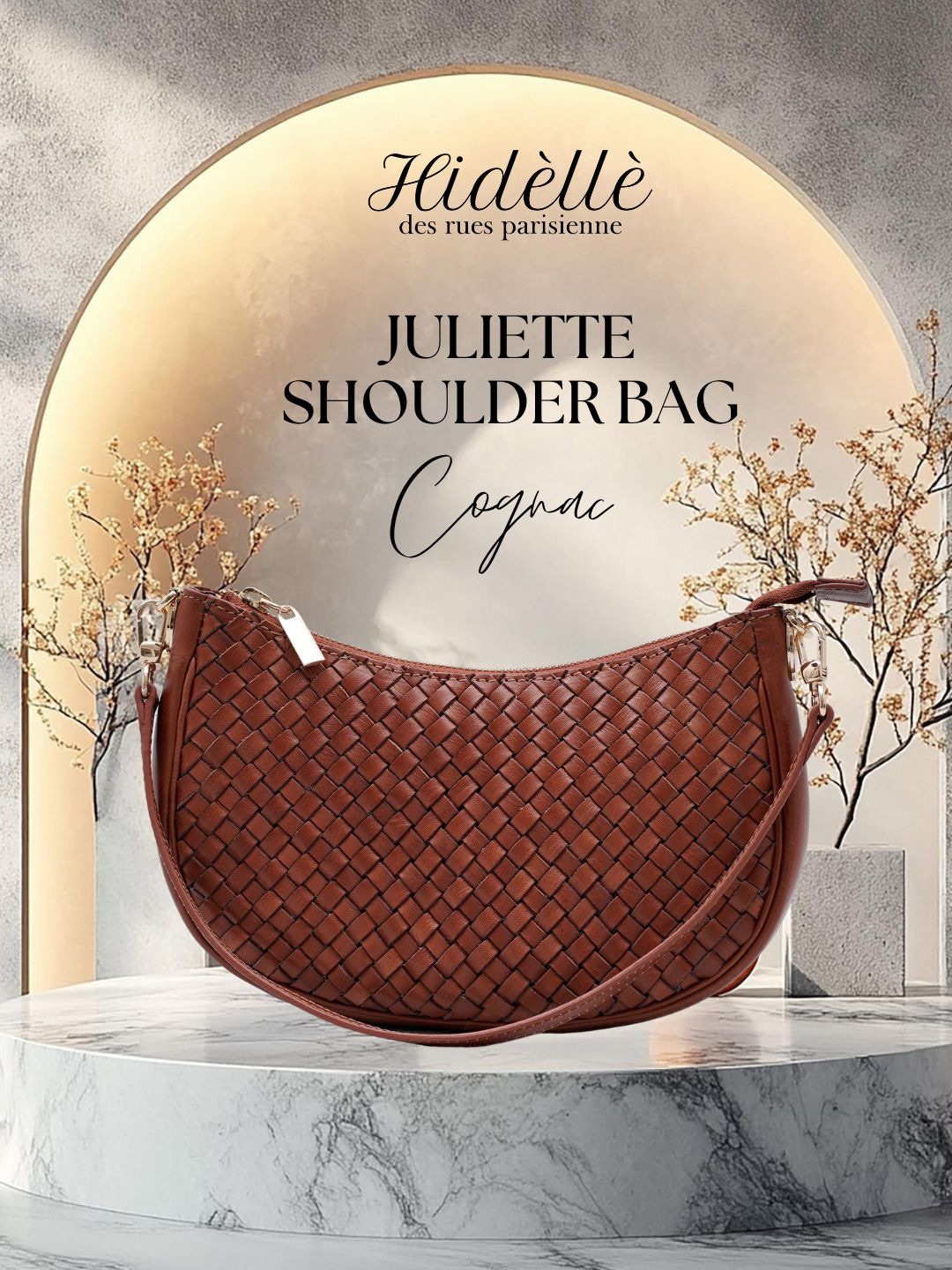 

Hidelle Printed Leather Structured Sling Bag with Cut Work, Brown