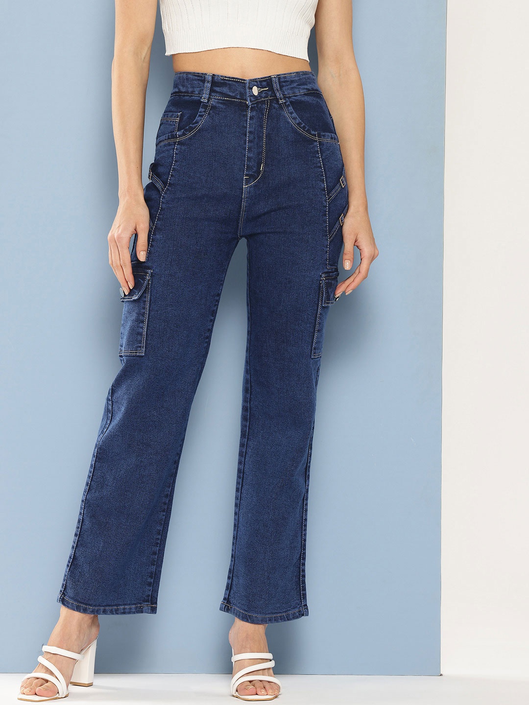 

CORSICA Women Slash Knee Light Fade Jeans, Navy blue