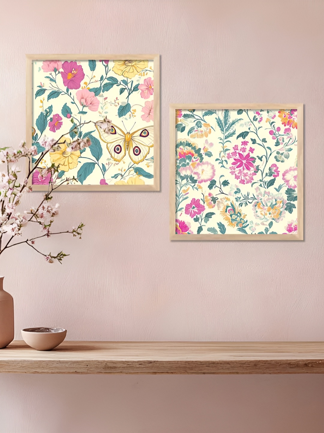 

Kotart Brown & White 2 Pieces Wooden Floral and Botanical Wall Paintings