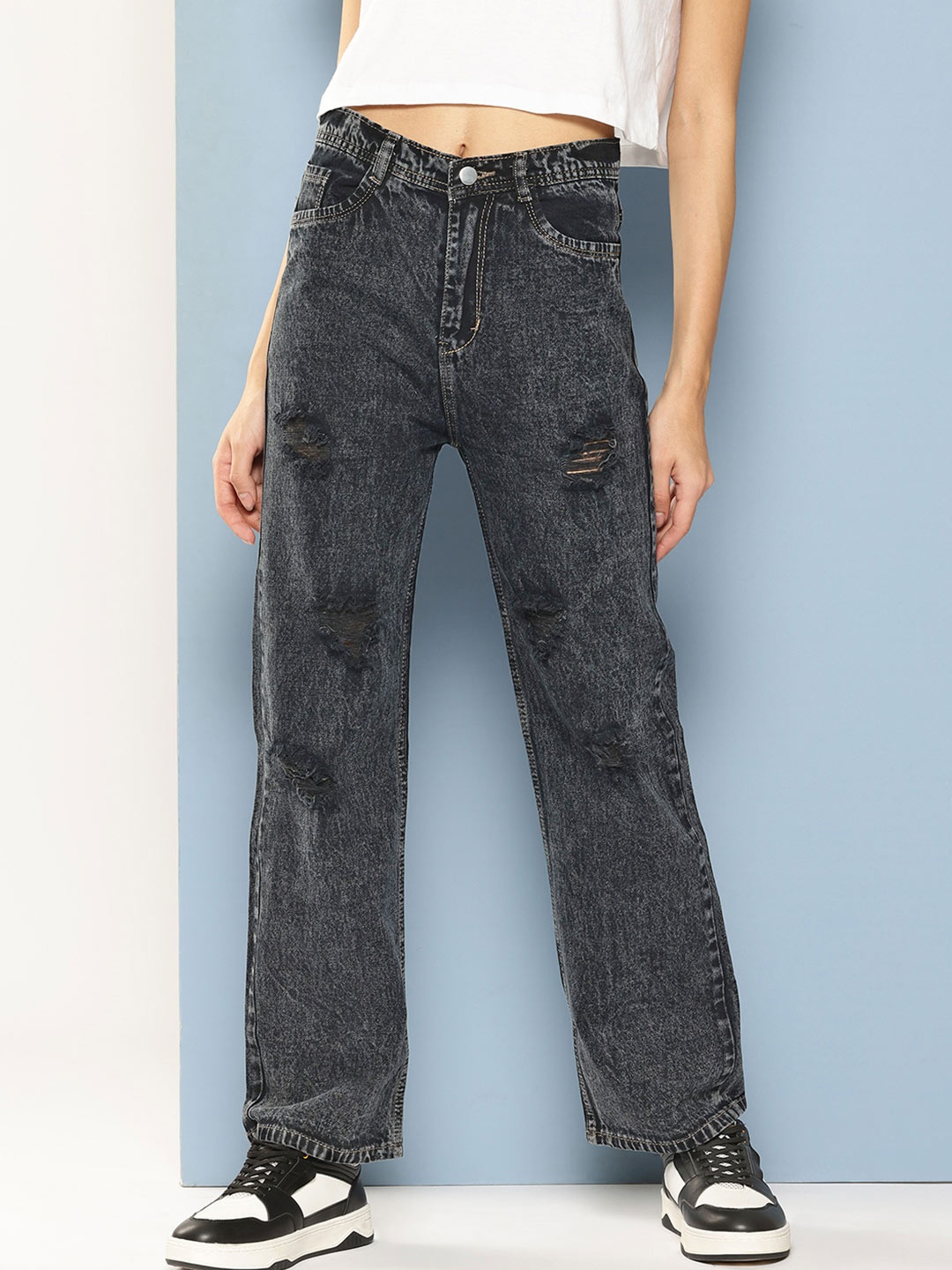 

CORSICA Women Highly Distressed Jeans, Black