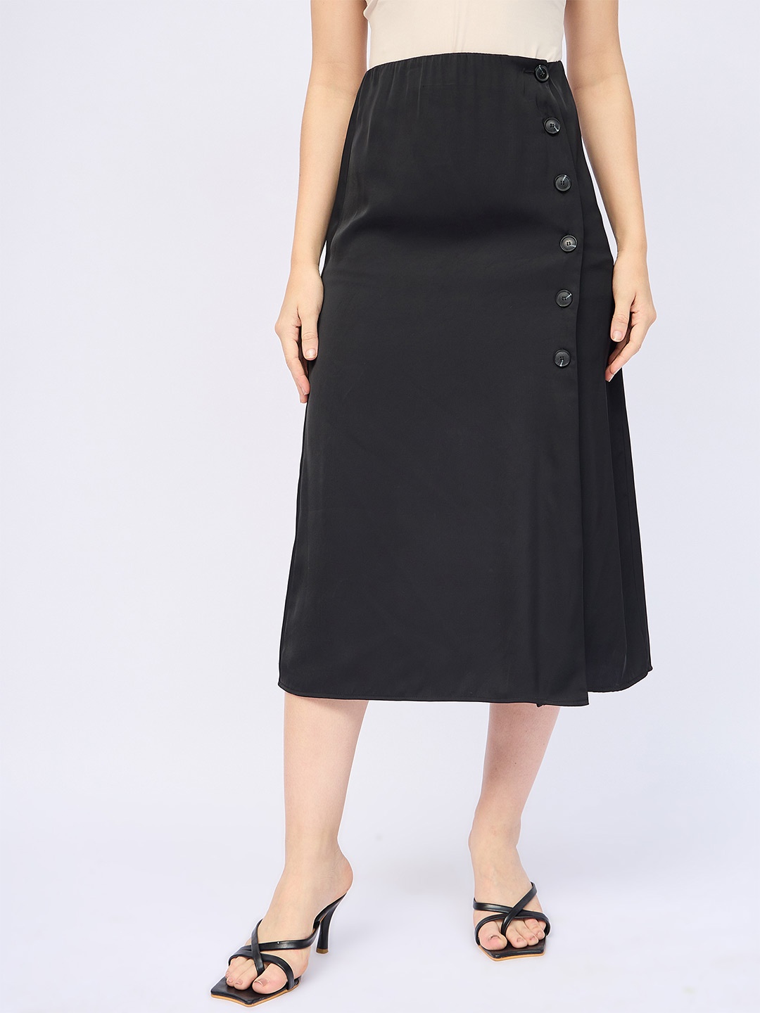 

DressBerry Midi A-Line Skirt, Black