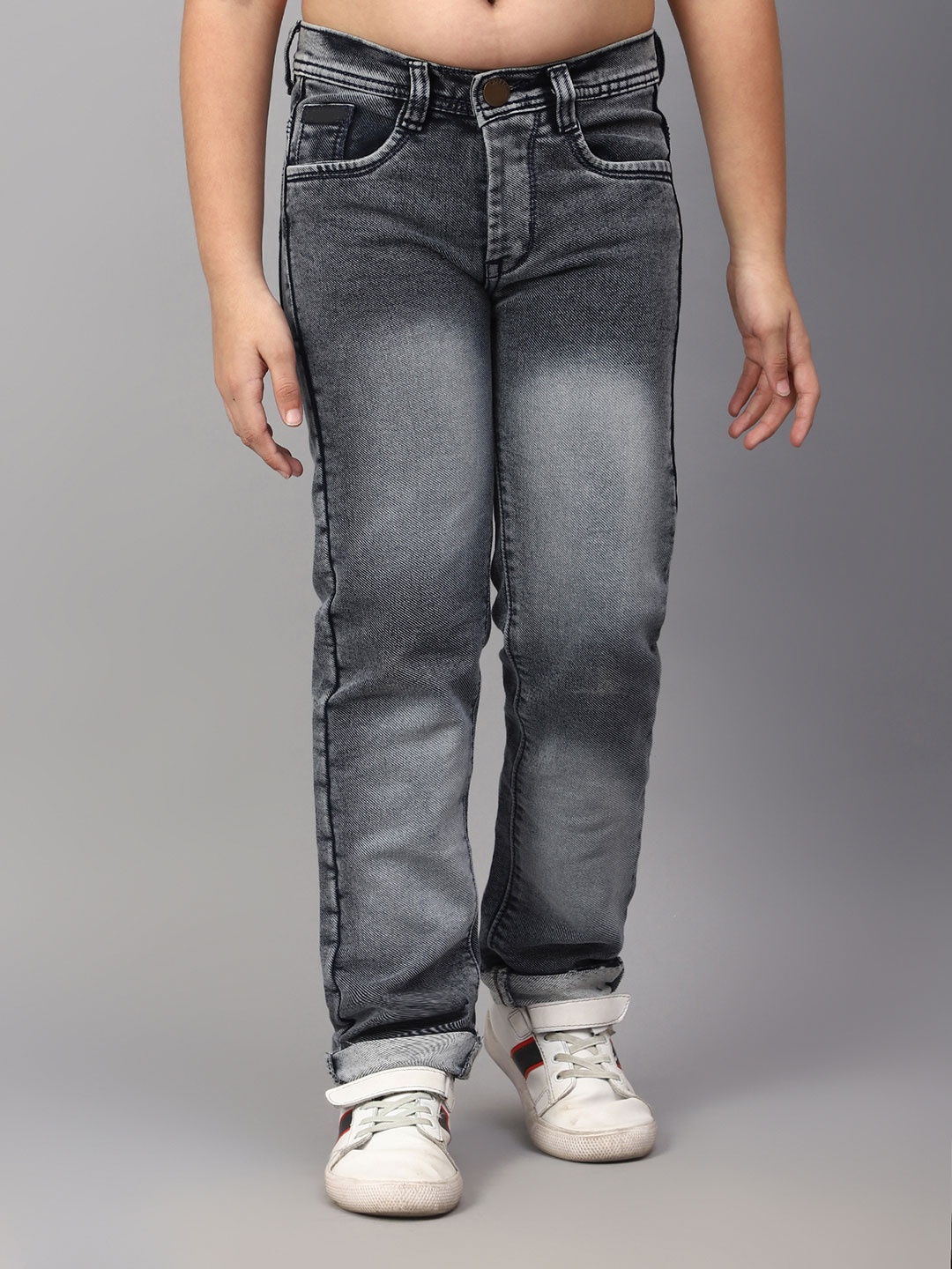 

HIGH FAME Boys Low Distress Heavy Fade Jeans, Grey