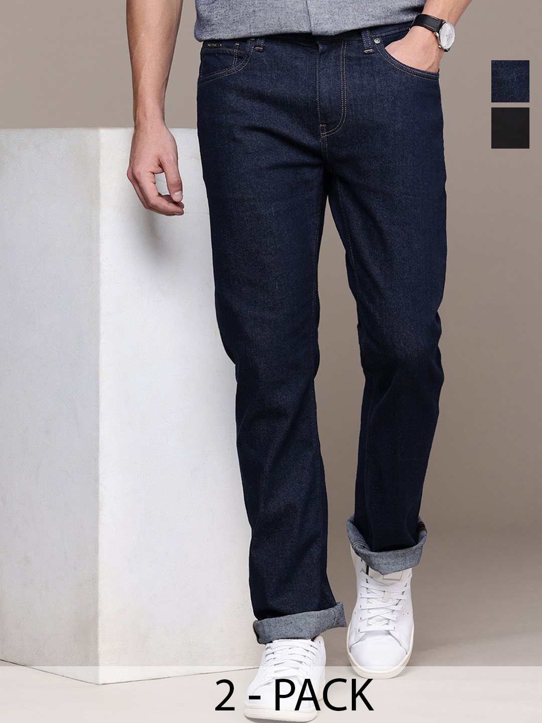 

INDIROCKS Men Jean Stretchable Jeans, Black