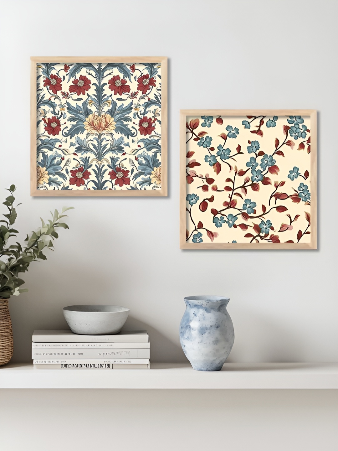 

Kotart Brown & White 2 Pieces Wooden Floral Wall Paintings