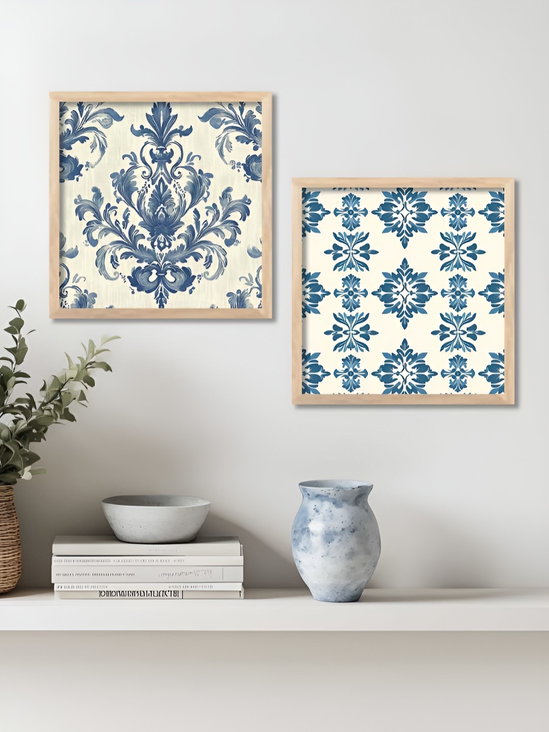 

Kotart Brown & White 2 Pieces Wooden Floral Wall Paintings