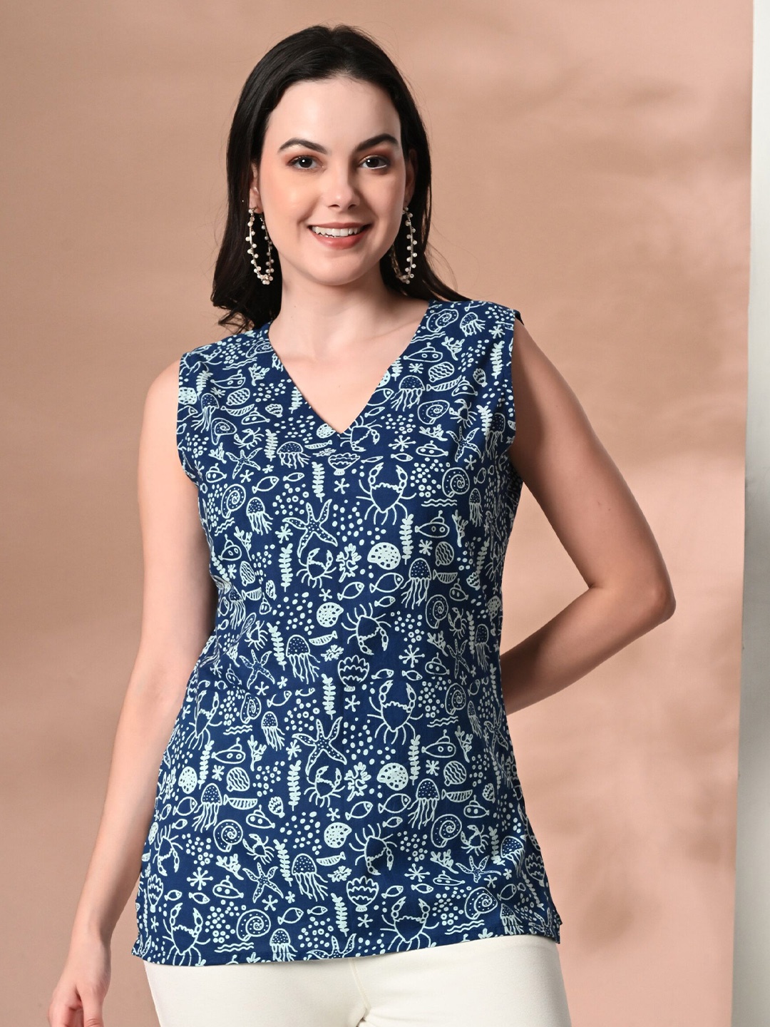 

Metronaut Animal Print Top, Blue