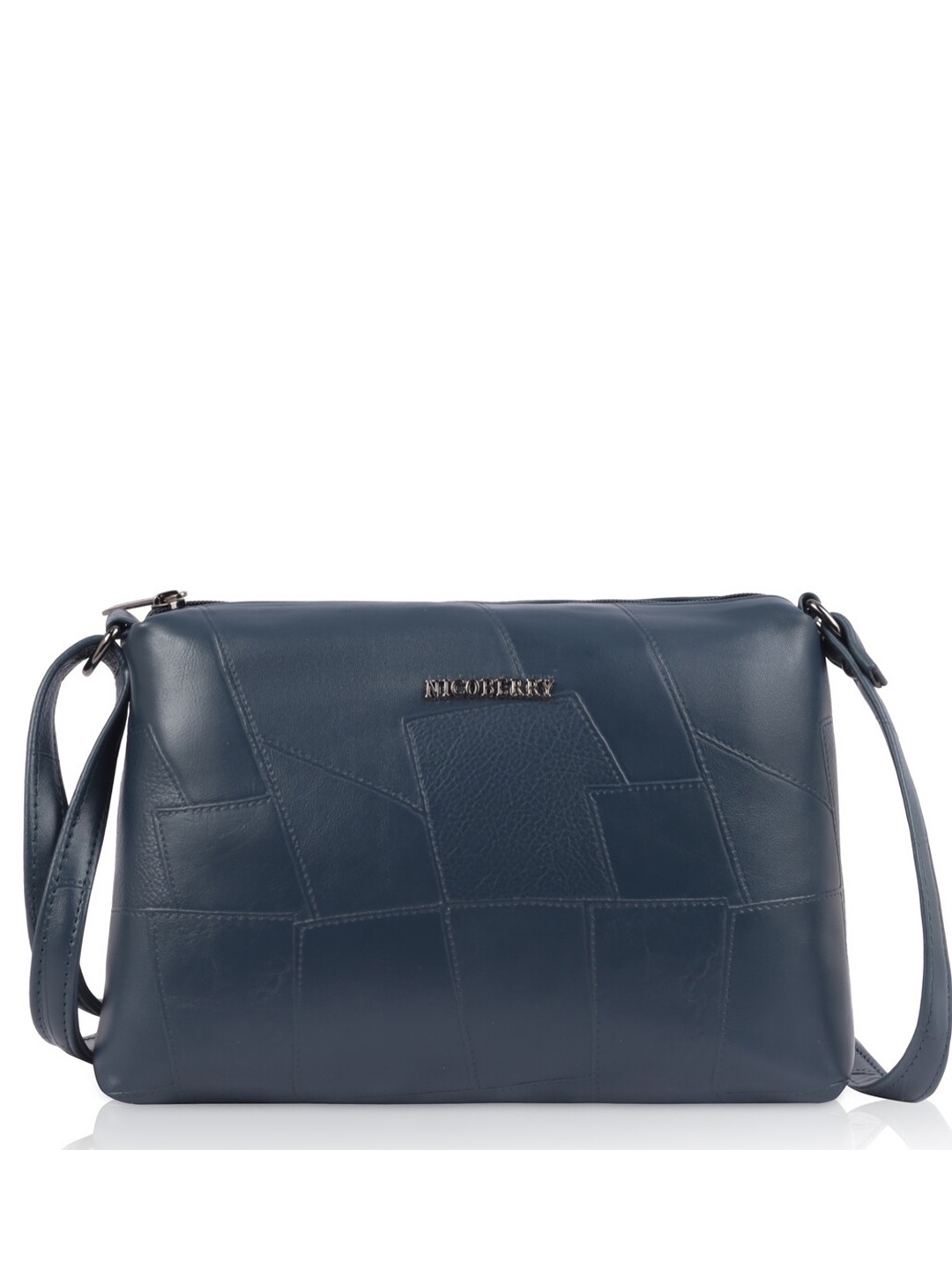 

Nicoberry Textured PU Sling Bag with Quilted, Blue