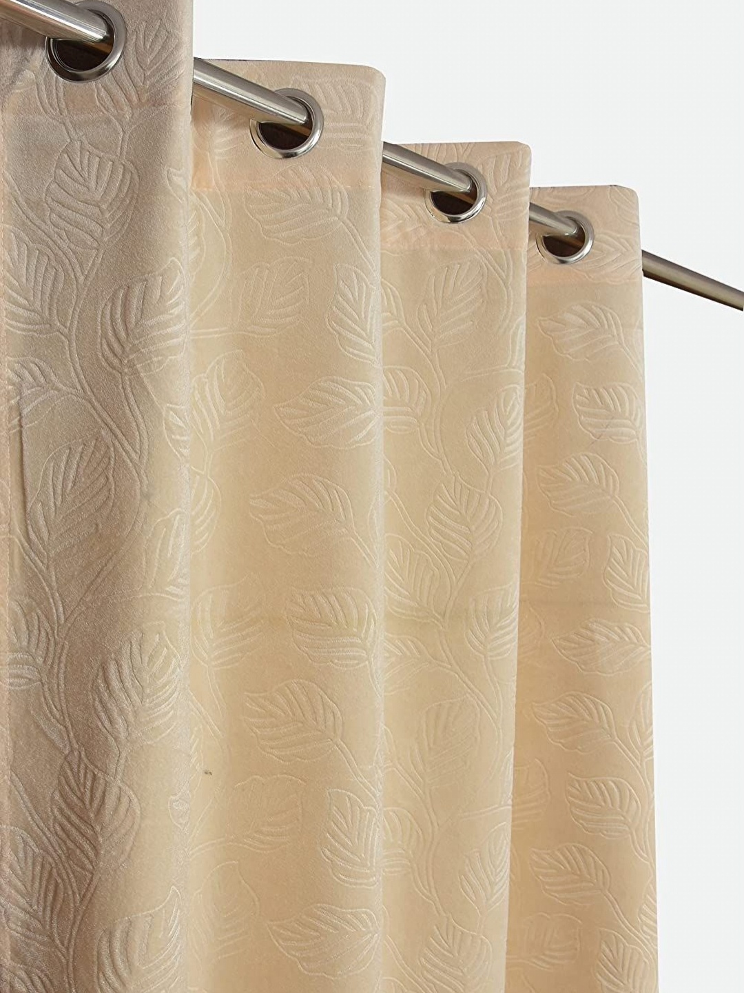 

AaHo Decor Pack of 2 Velvet Emboss Extra Door Curtains 10 Feet, Cream