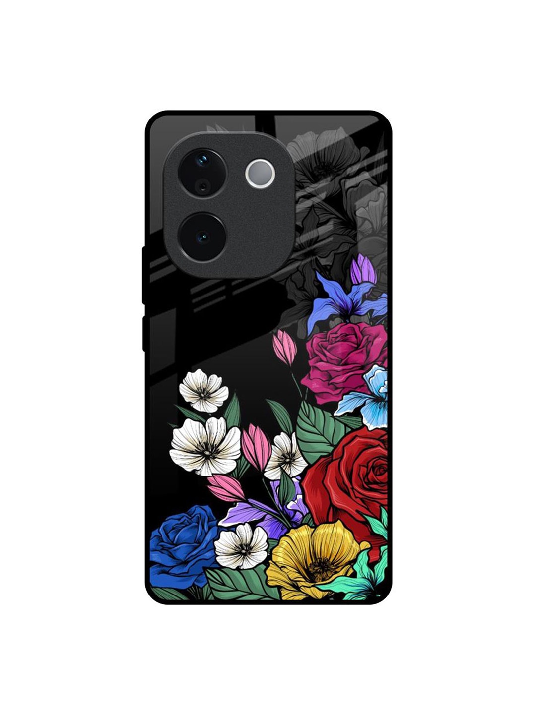 

QRIOH Floral Printed IQOO Z9s Pro 5G Back Case Mobile Accessories, Black