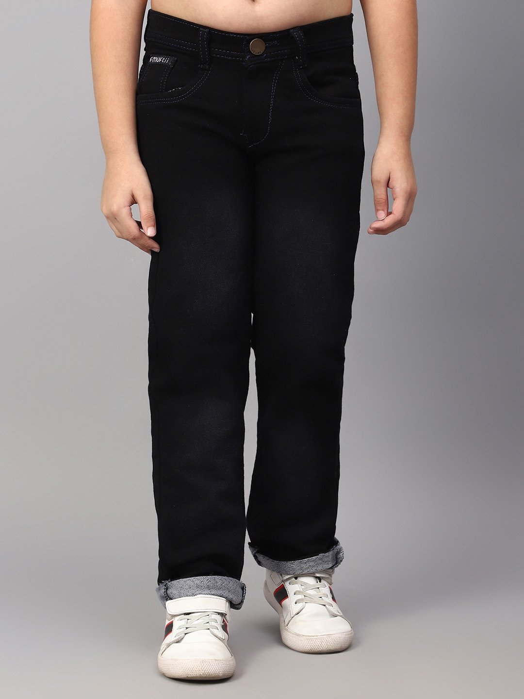 

HIGH FAME Boys Low Distress Light Fade Jeans, Black