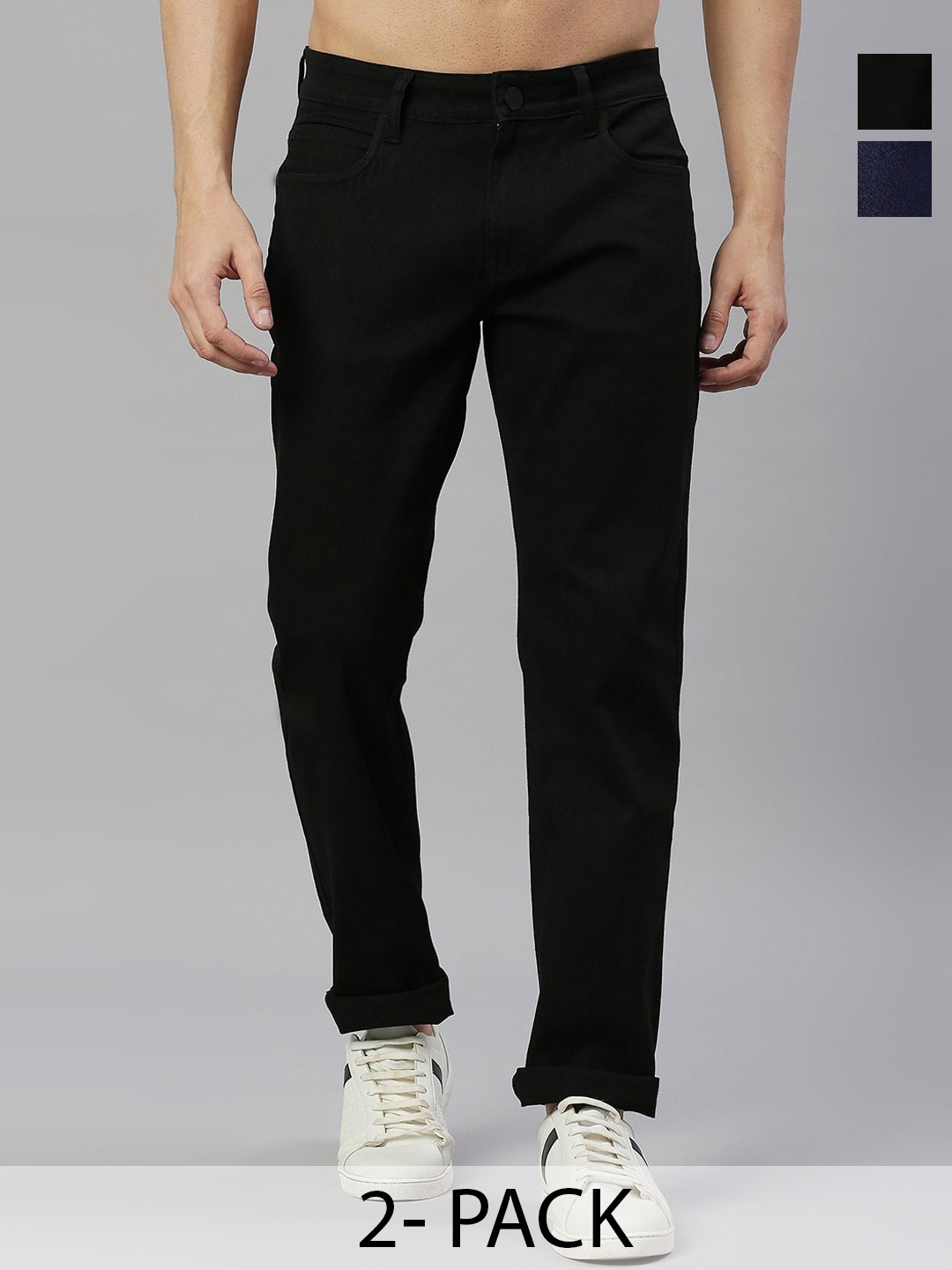 

ComfyStyle Men Jean Slash Knee Stretchable Jeans, Black
