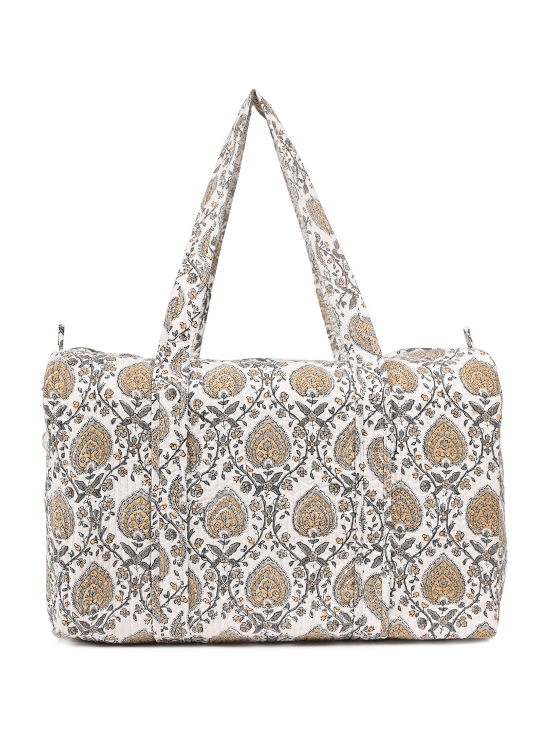 

Block N Style Block Printed Cotton Large Casual Duffel Bag, White