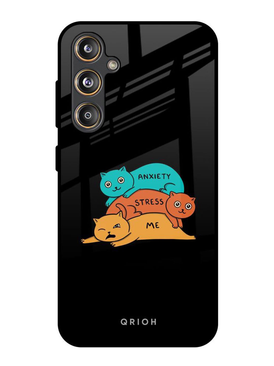 

QRIOH Anxiety Stress Printed Samsung Galaxy F55 5G Back Case, Black