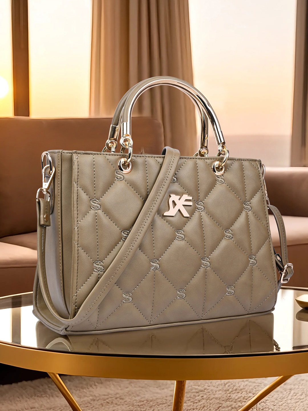 

Speed X Fashion Structured Handheld Bag with Quilted, Olive