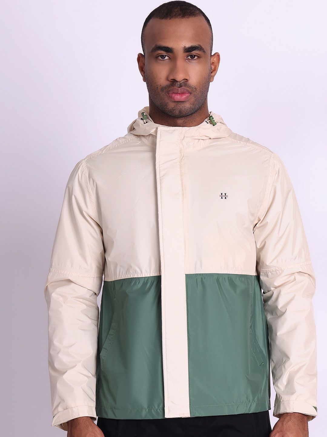 

HOUSE OF VEDAS Men Colourblocked Windcheater and Water Resistant Outdoor Sporty Jacket, Beige