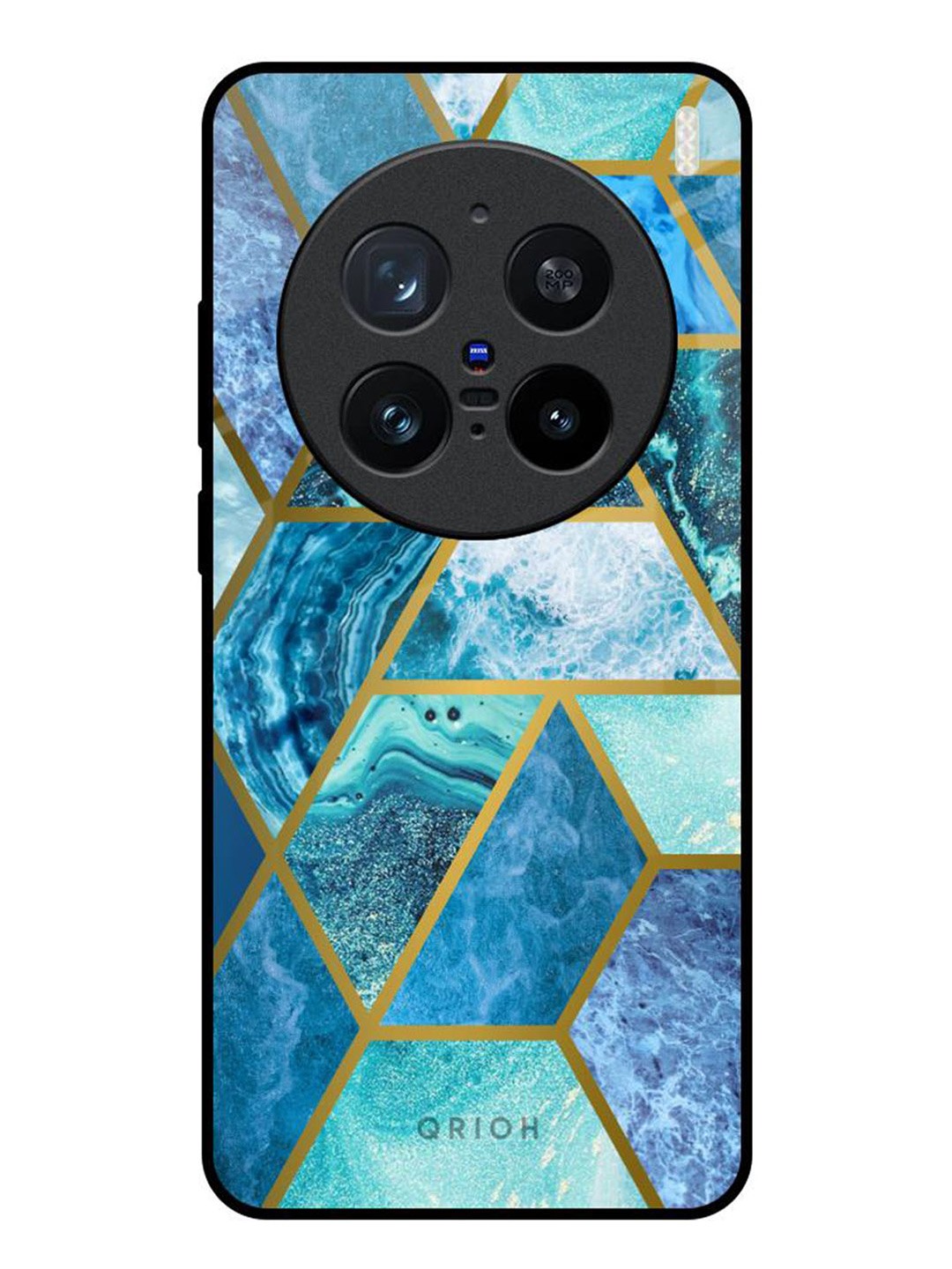 

QRIOH Geometric Printed Vivo X200 Pro 5G Back Case Mobile Accessories, Blue