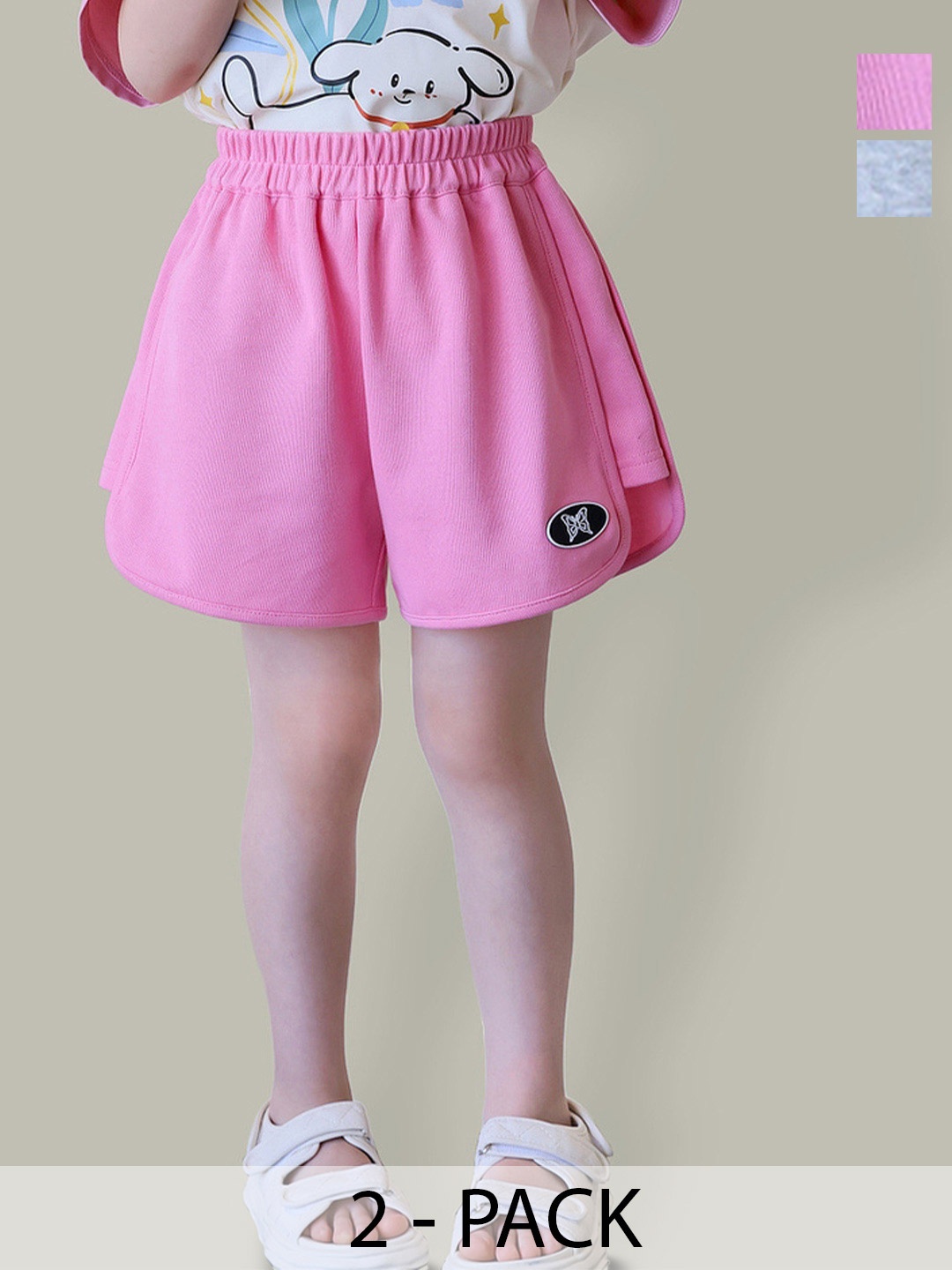 

LULU & SKY Girls Loose Fit High-Rise Shorts, Grey