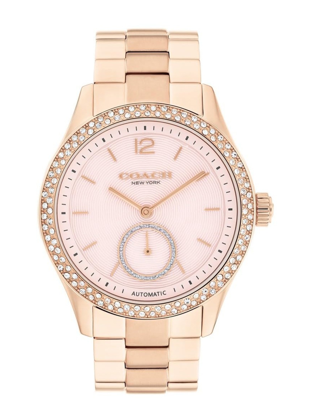 

Coach Women Dial & Stainless Steel Bracelet Style Straps Analogue Automatic Solar Powered Watch 14504488, Pink