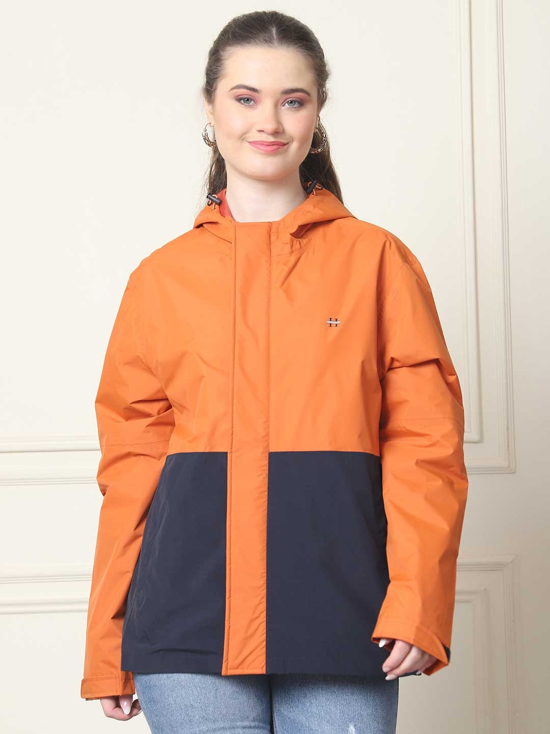 

HOUSE OF VEDAS Women Colourblocked Windcheater and Water Resistant Outdoor Sporty Jacket, Rust