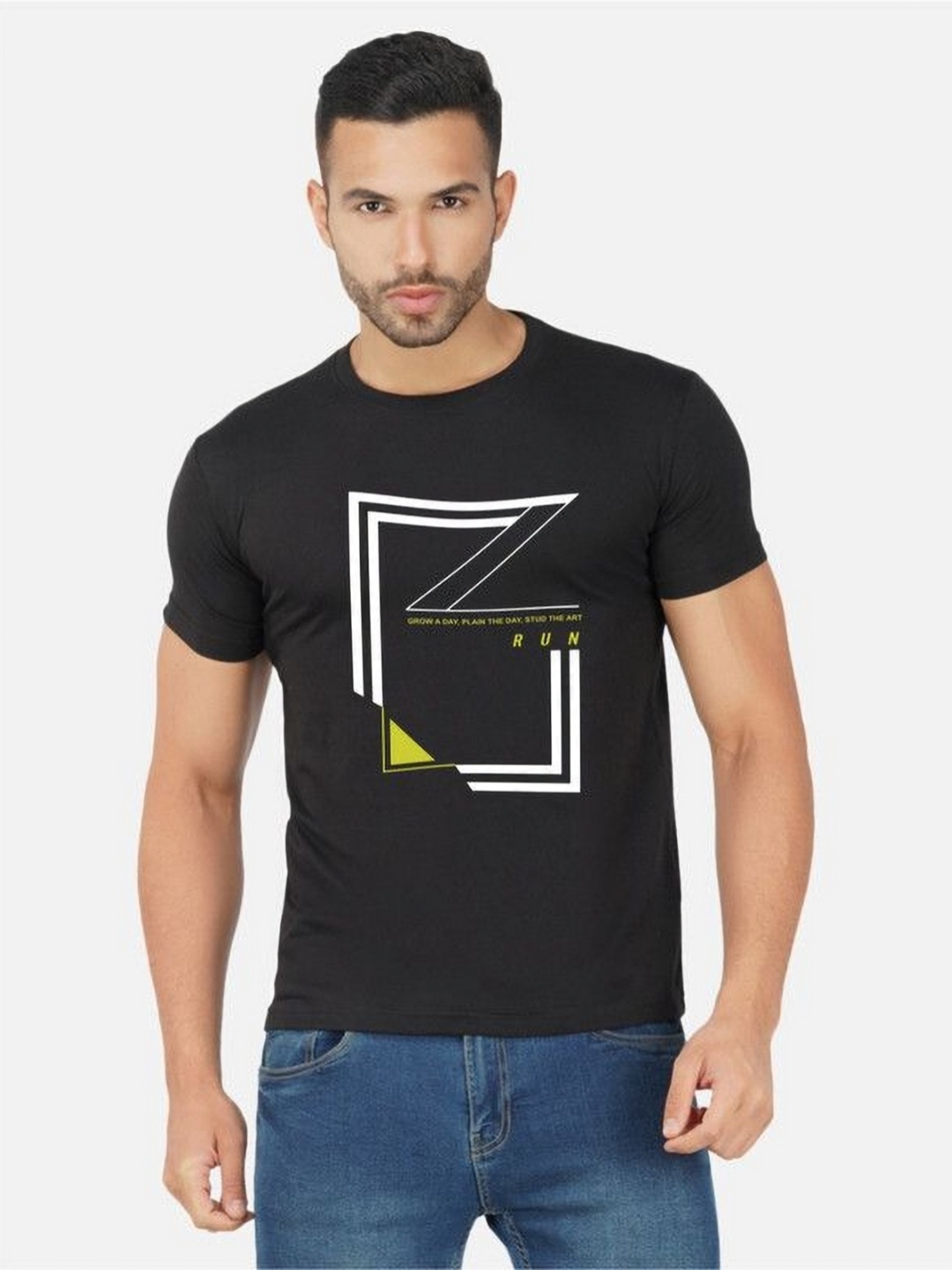 

Moda Rapido Men Printed Bio Finish Pockets T-shirt, Black