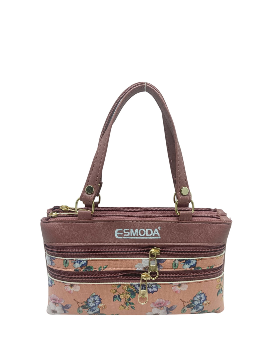 

Esmoda Floral Printed PU Structured Handheld Bag, Pink