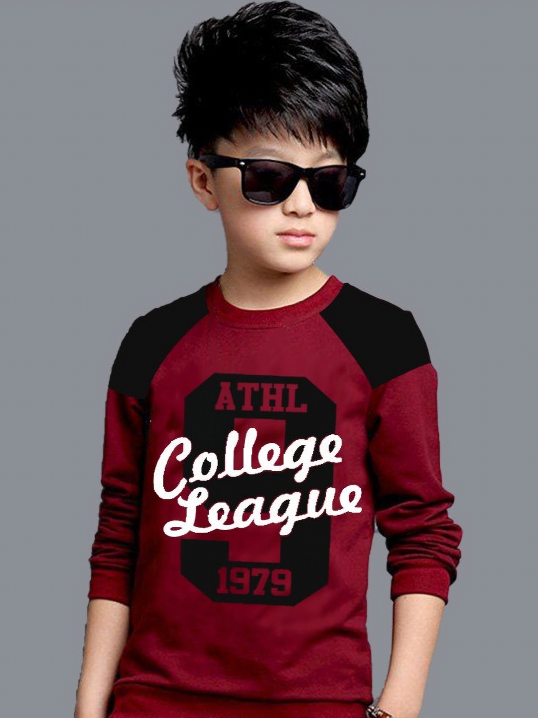 

MYEONN Boys Typography Printed Monochrome T-shirt, Maroon