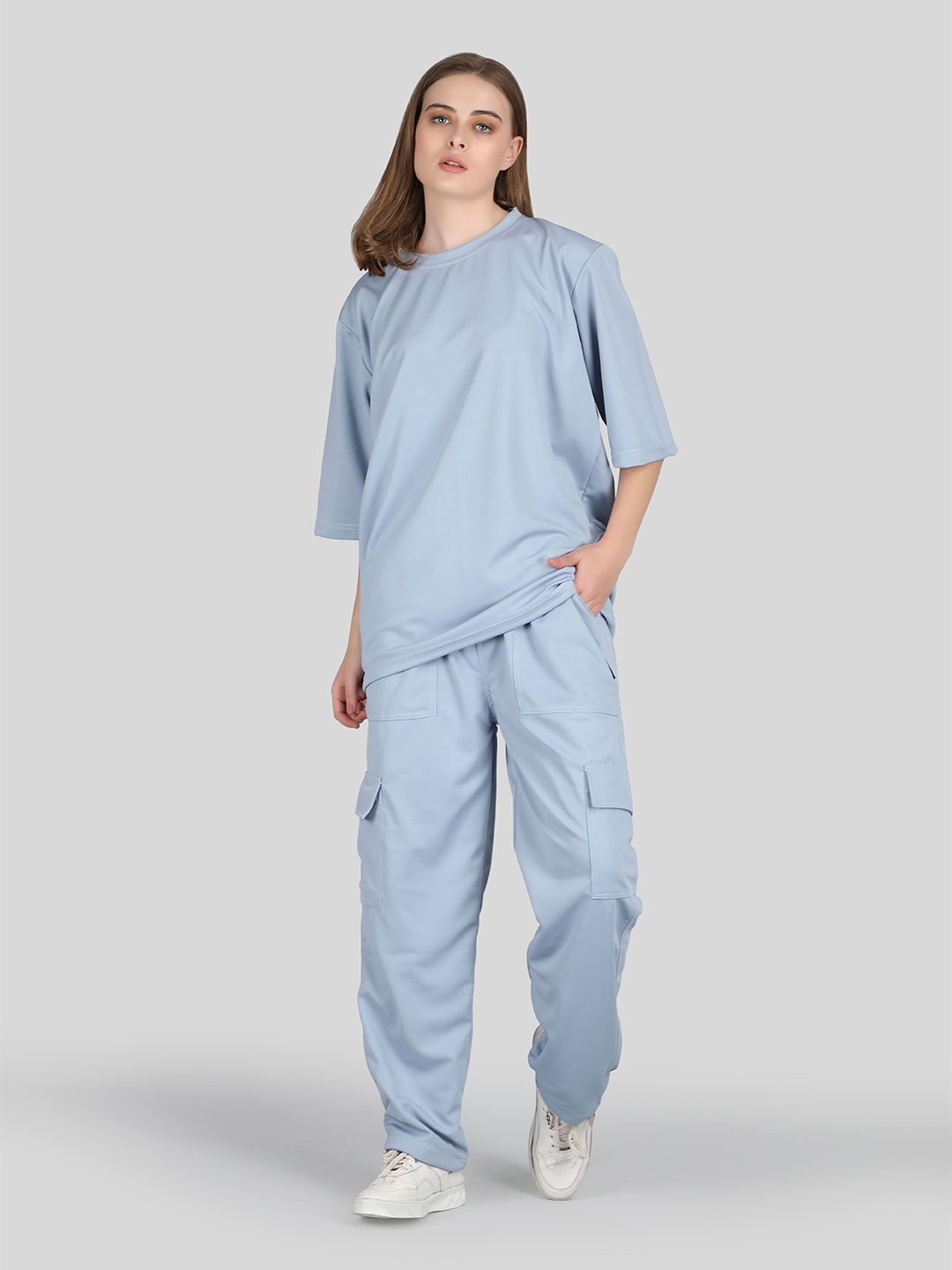 

Raxedo Summer Oversized T-Shirt With Track Pants Co-Ords Set, Blue