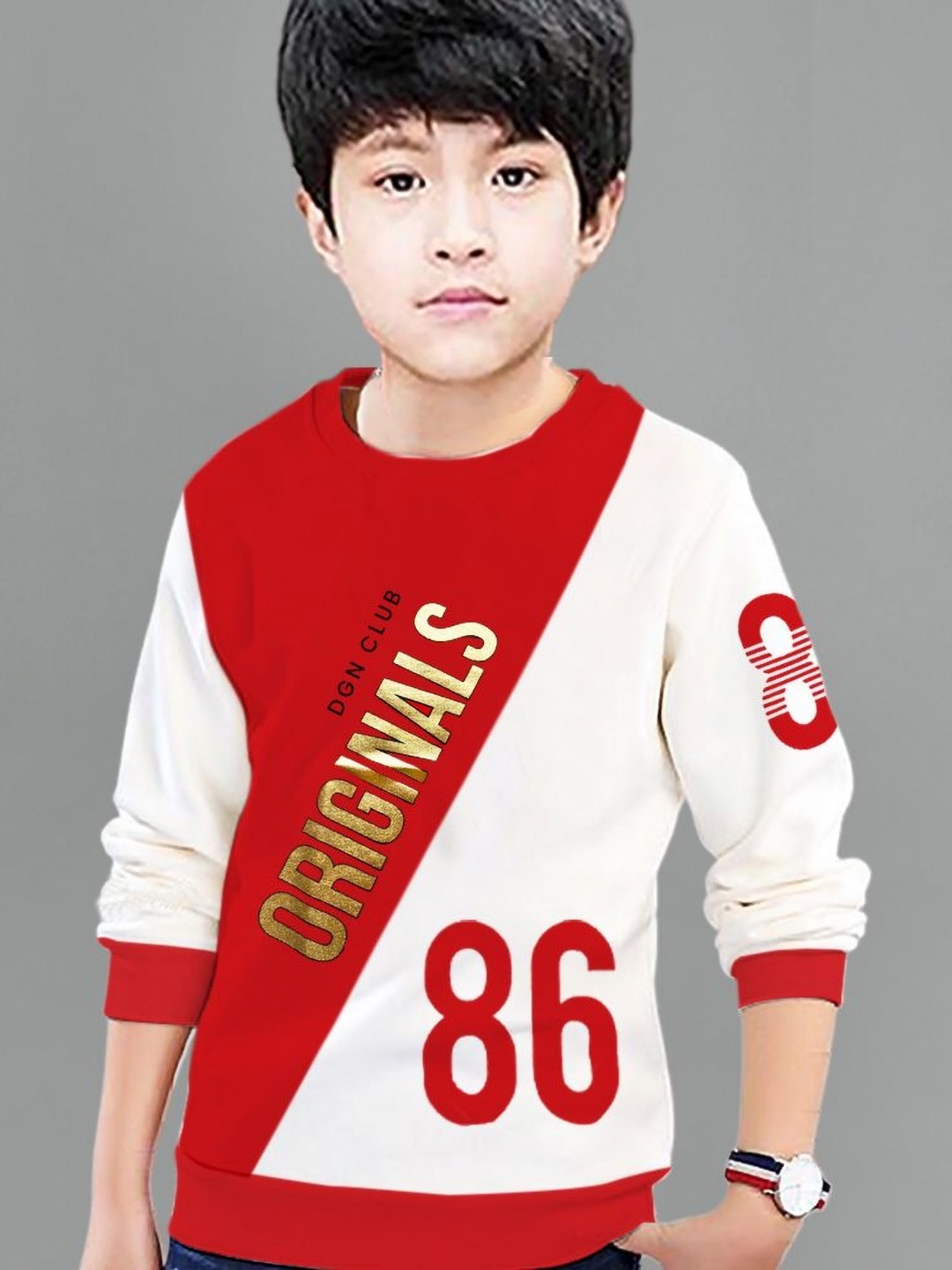 

MYEONN Boys Typography Printed T-shirt, Red