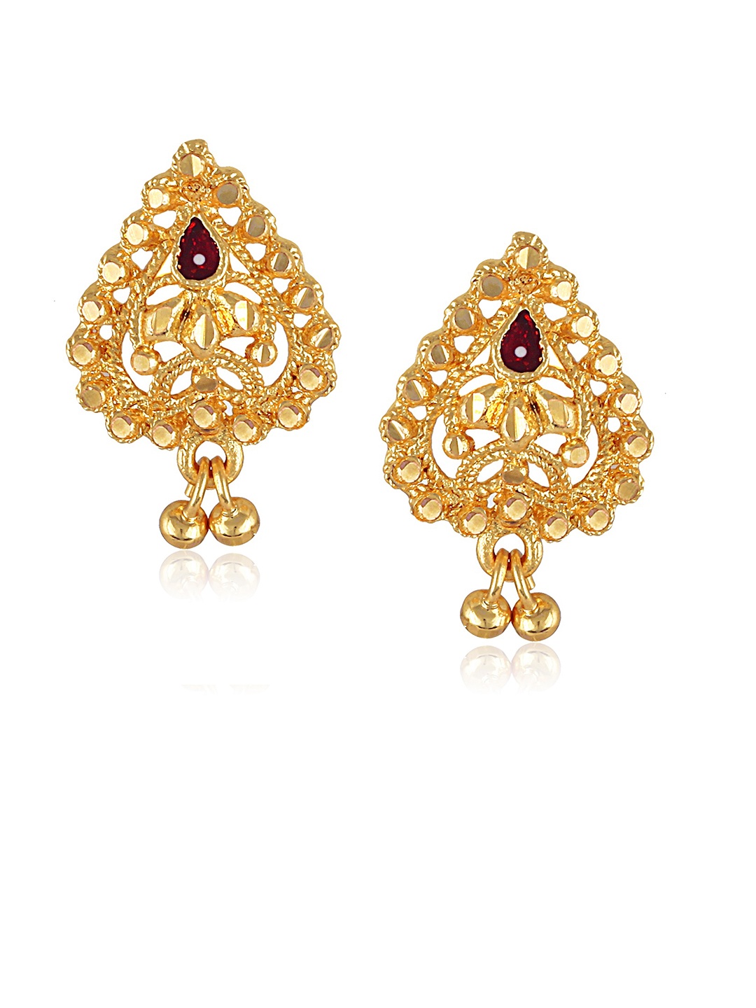 

DIVASTRI Gold-Plated Contemporary Artificial Stones Studded Drop Earrings