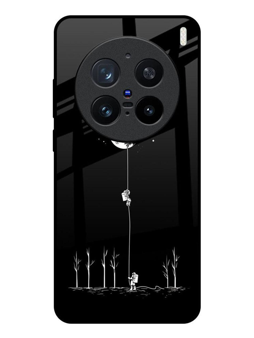 

QRIOH Quirky Catch the Moon Real Glass Printed Vivo X200 Pro 5G Back Case, Black