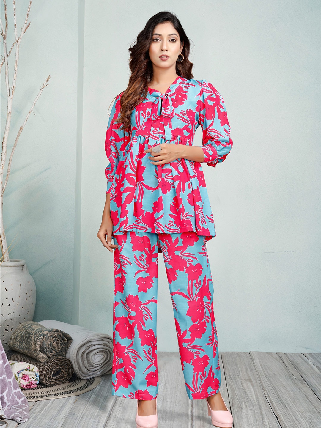 

Snowdrip Printed Tunic & Trousers Co-Ords, Blue