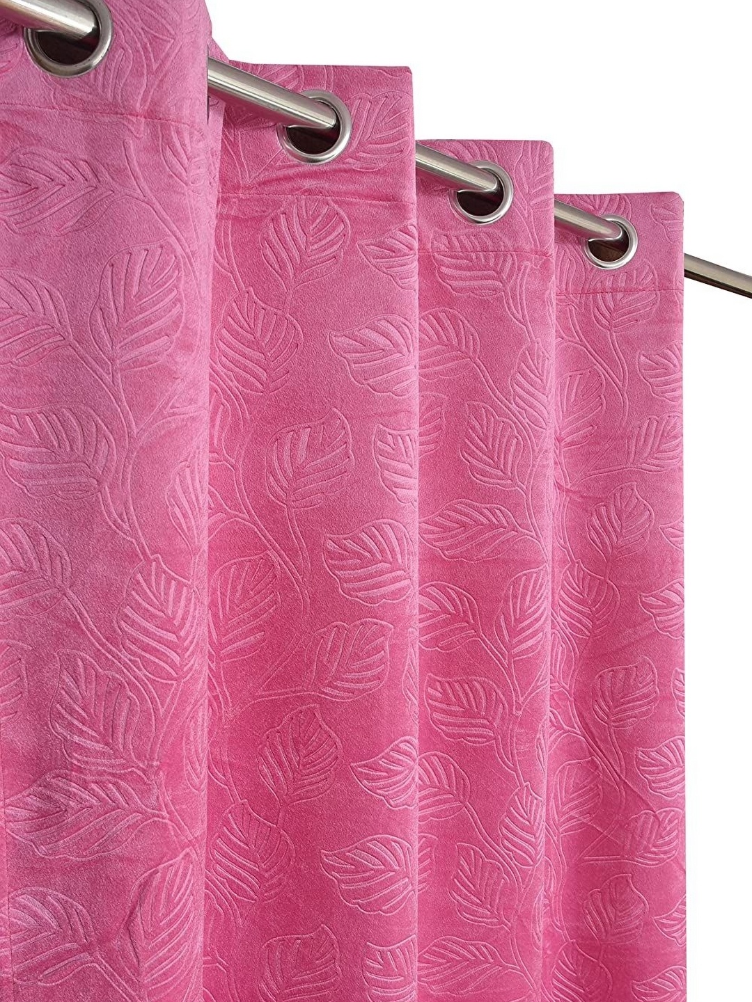 

AaHo Decor Pack of 2 Velvet Emboss Window Curtains 6 Feet, Pink