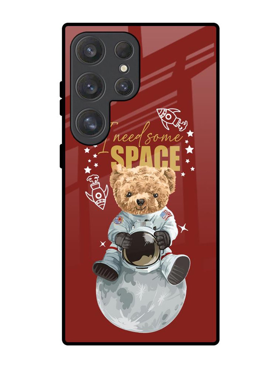 

QRIOH Astronaut Bear Printed Samsung Galaxy S25 Ultra Back Case, Red