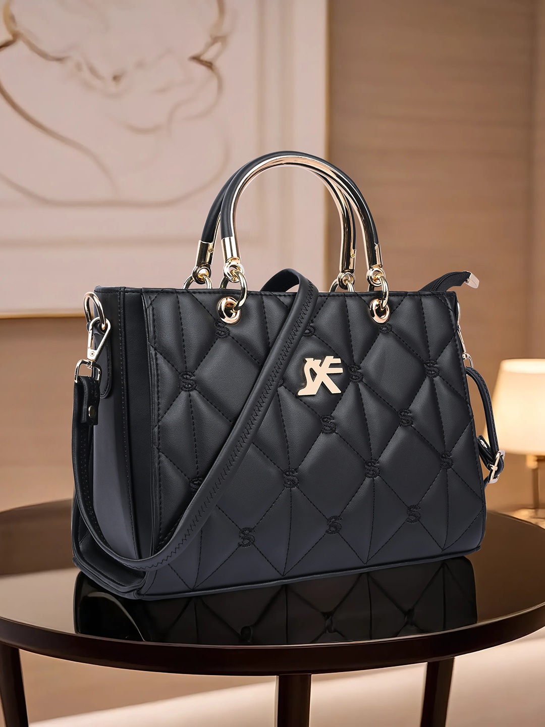 

Speed X Fashion Structured Handheld Bag with Quilted, Black