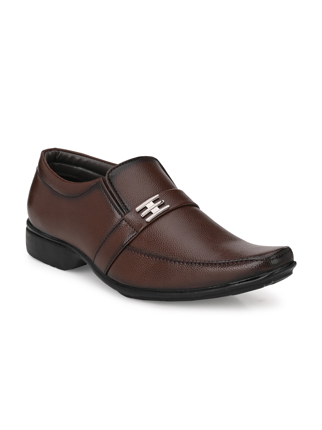 

LEEPEETER Men Textured Formal Loafers, Brown