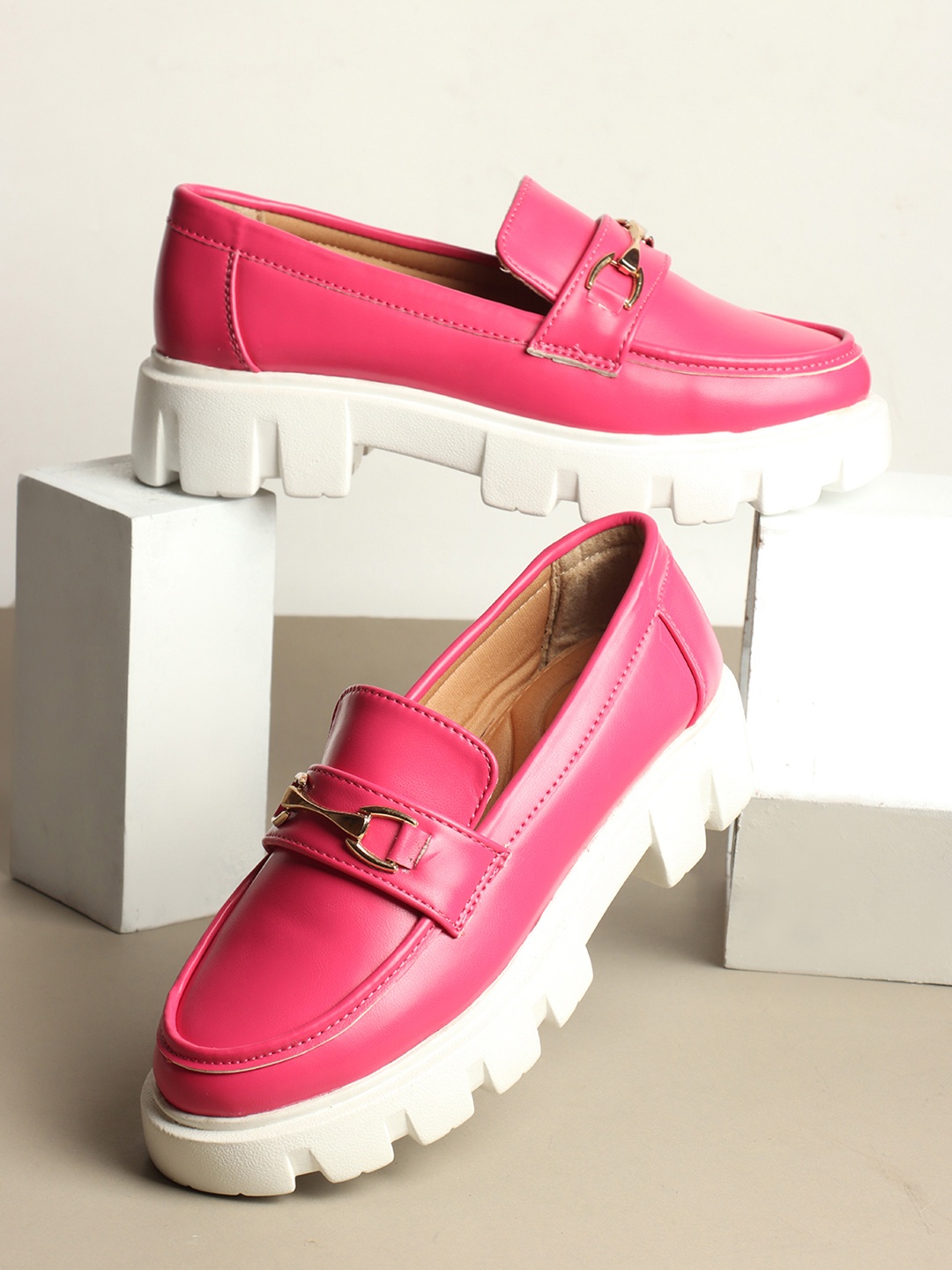 

Mast & Harbour Women Patent Leather Loafers, Pink