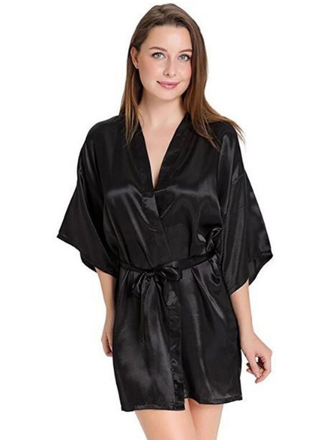 

PYXIDIS V-Neck Tie Up Detail Robe, Black