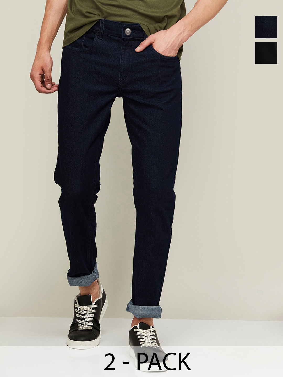 

INDIROCKS Men Jean Stretchable Jeans, Black