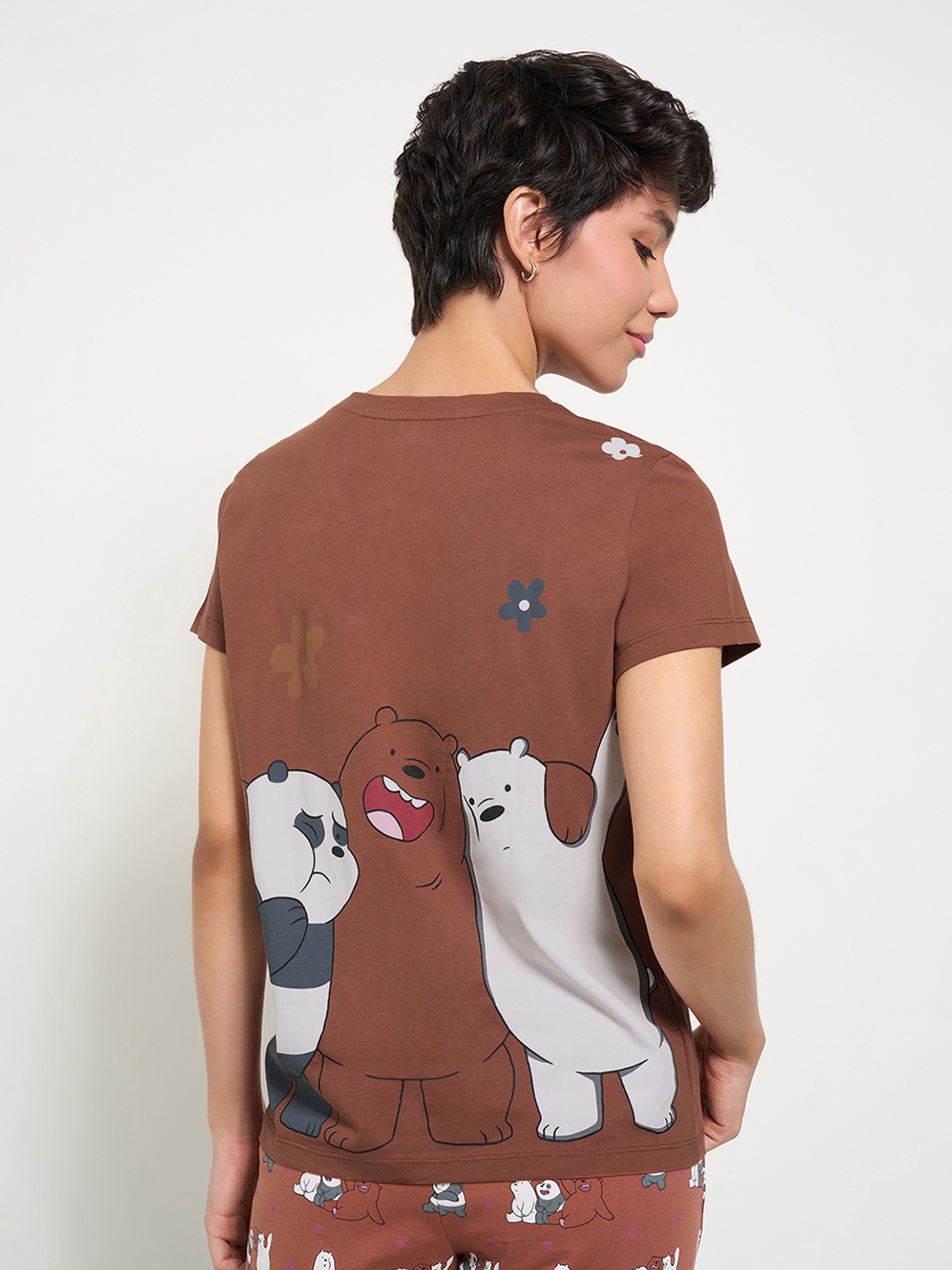

Dreamz by Pantaloons Women Printed Pure Cotton Lounge Tshirts, Rust