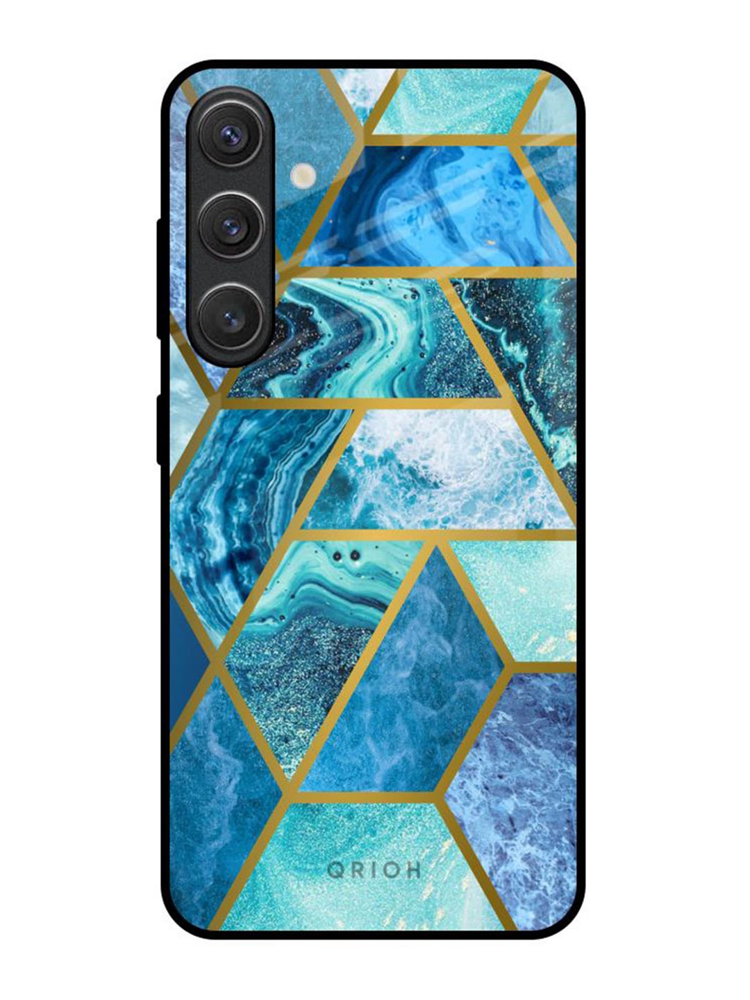 

QRIOH Geometric Printed Samsung Galaxy S25 5G Back Case Mobile Accessories, Blue