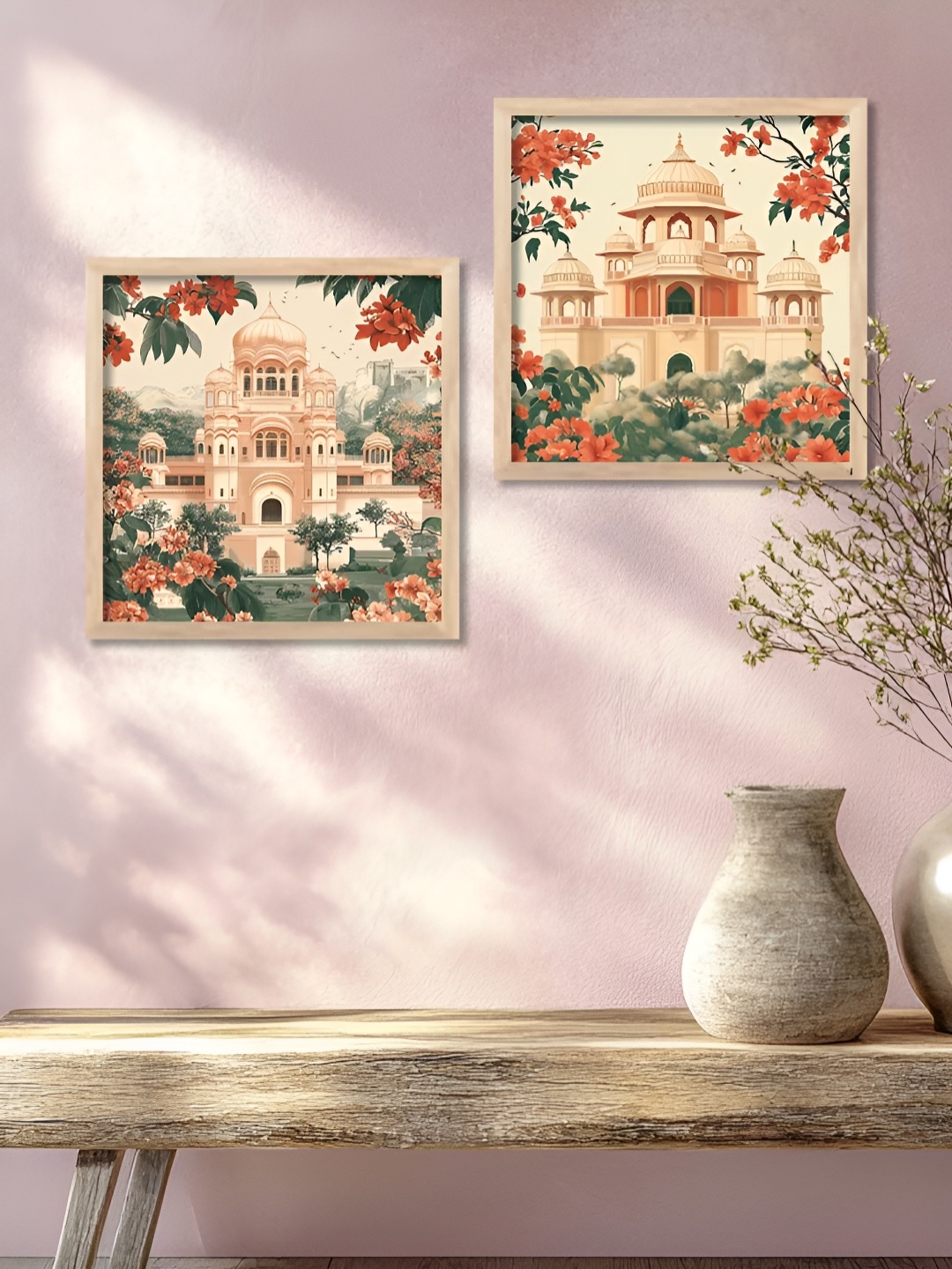 

Kotart Brown & White 2 Pieces Wooden Abstract Wall Paintings