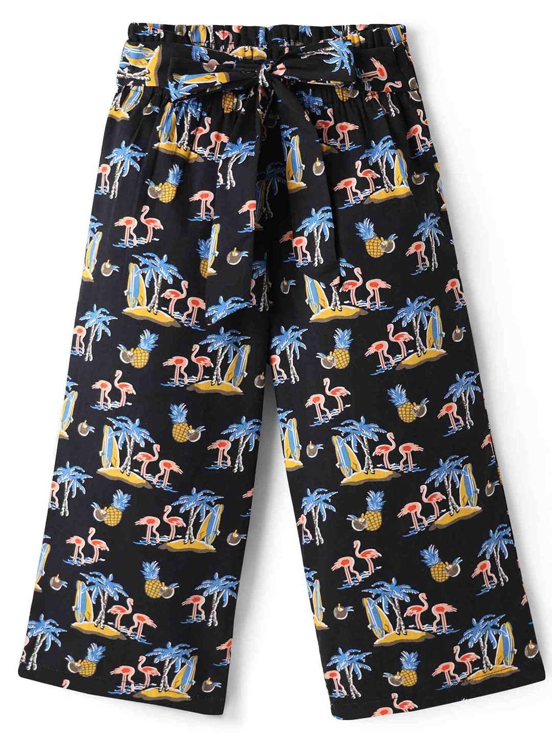 

CrayonFlakes Girls Animal Printed Palazzos, Black